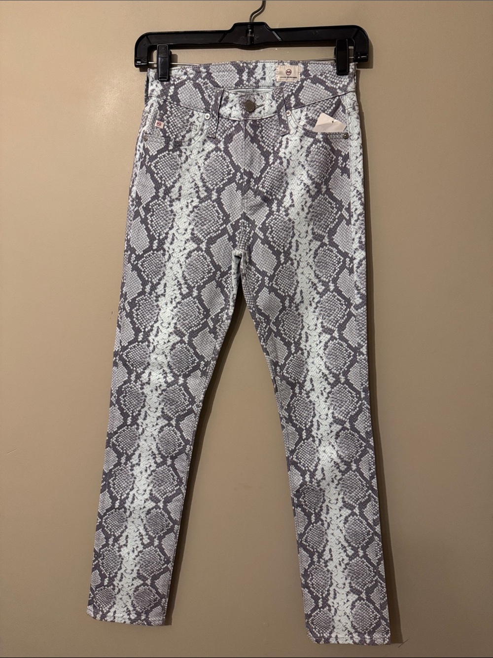 NWOT- AG The Mari Snake Print High Rise Straight Jeans, Size 24
